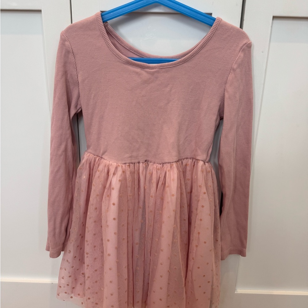 GAP Girls Small Pink Long Sleeve Tulle Dot Dress
